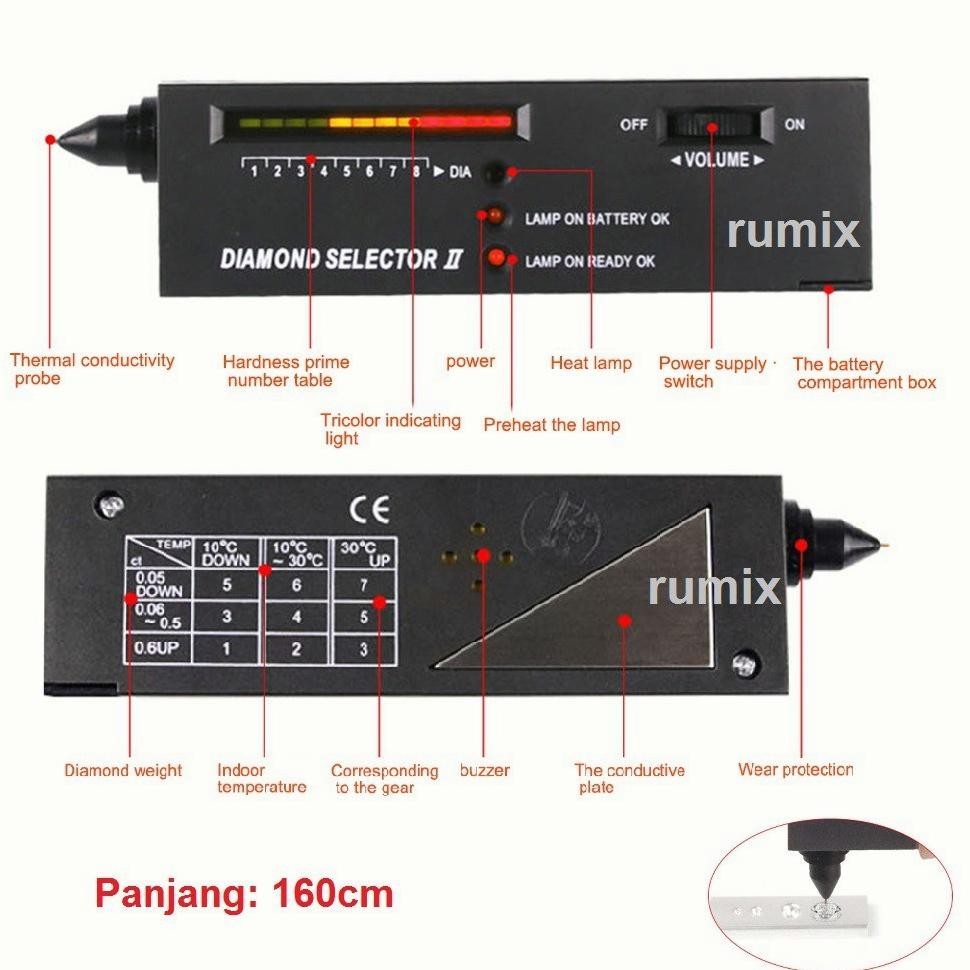 DFG Alat Deteksi Berlian Diamond Gemstone Alat Tester Batu Mulia Alat Ukur Kekerasan Batu Berlian Pe