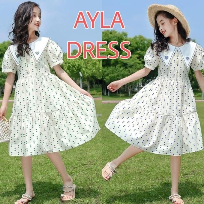 AYLA DRESS ANAK CEWEK BAJU FASHION KOREA ANAK REMAJA CEWEK IMPORT ADEM
