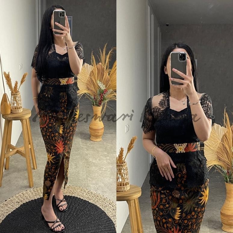 RFG Kebaya Bali Tasya Hitam / Kebaya Bali Set / Kebaya Brukat TERLARIS