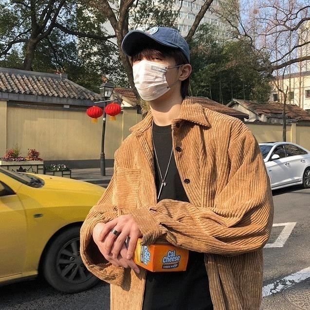 Baju Kemeja Tactical Pria Lapangan Outdoor Corduroy Retro Long Sleeve Outer Shirt Casual Oversize In