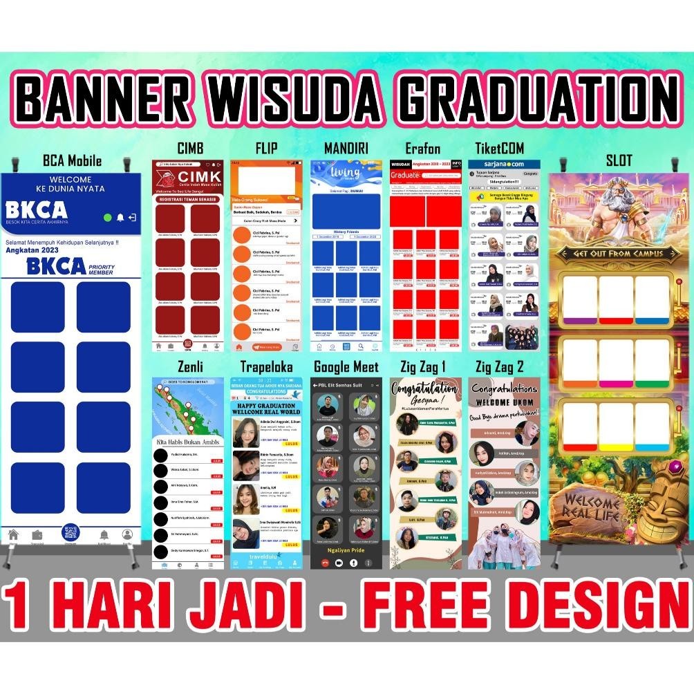 GH CETAK SPANDUK WISUDA BANNER LULUS KULIAH GRADUATION BANER FREE DESIGN TERLARIS