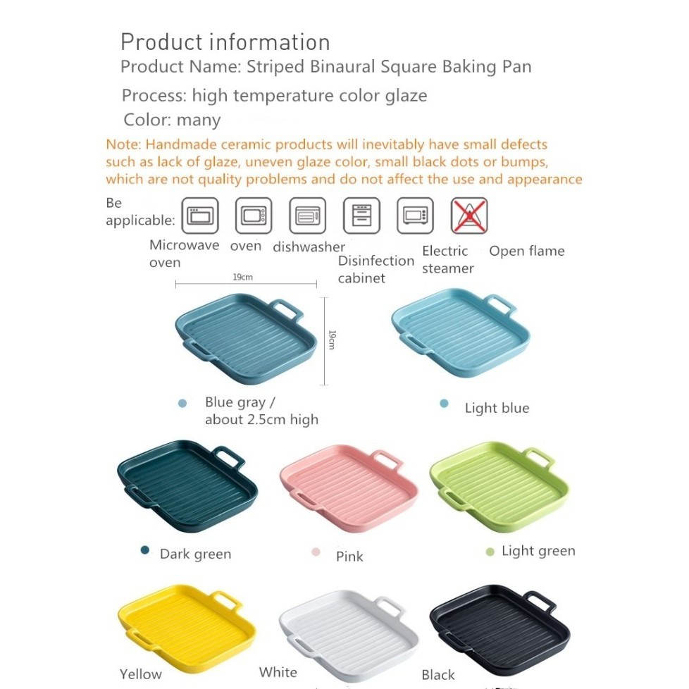 Piring Saji Piring Keramik Nampan Nordic Ceramic Baking Pan Square