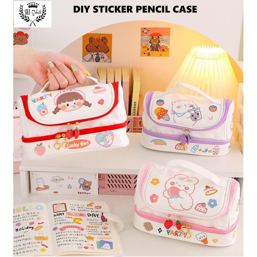 

wd-54 Tempat Pensil Kotak Pensil STICKER DIY Korea Design Pencil Case Original