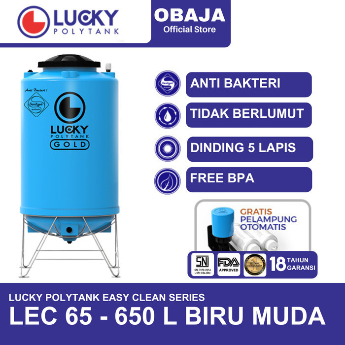 Lucky Polytank Toren / Tandon Air E Clean 65 Lucky Polytank Biru Muda