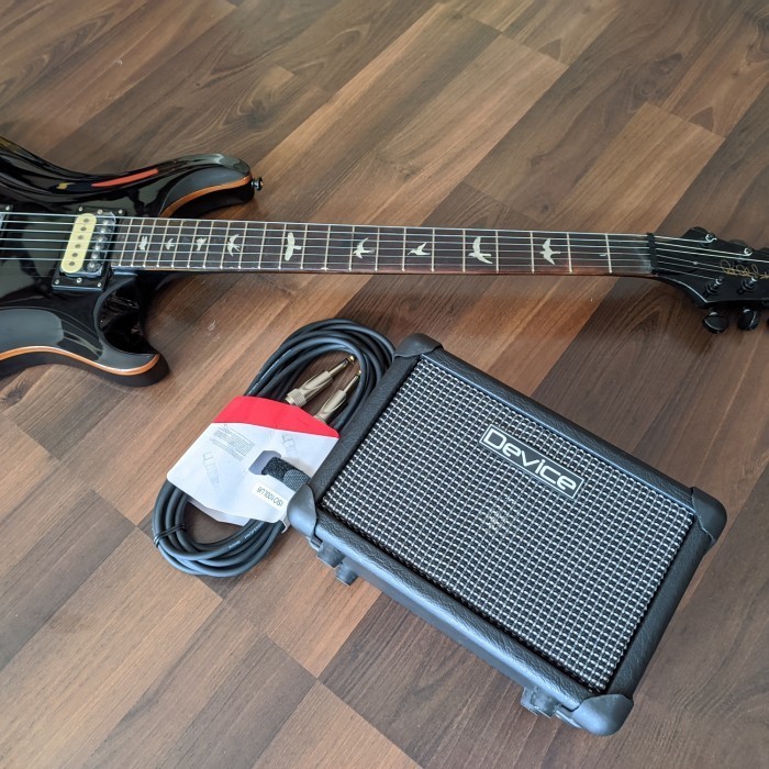 Ami Paket Gitar Listrik Prs Black(Gitar+Amplifier Mini+Kabel Jack)