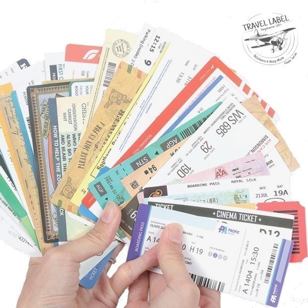 STICKER STIKER KOPER 50 PCS DESAIN BOARDING PASS TIKET TRAVEL