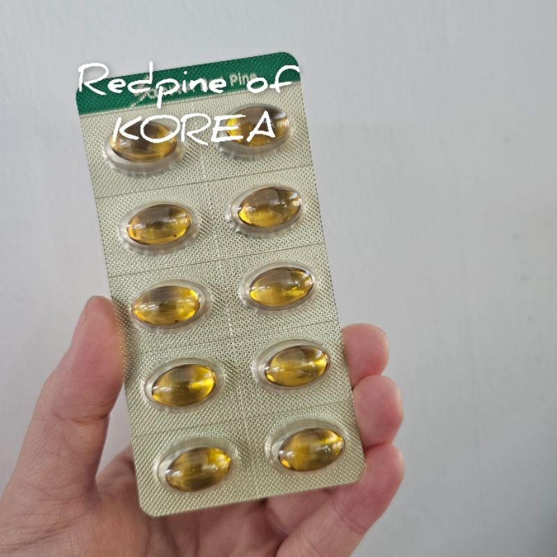Kapsul Redpine  Utama Korea 대한민국 적송유,  isi 10-kapsul pinus merah [ kemasan strip ]