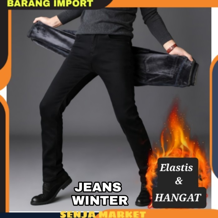Celana Jeans Winter Longjohn Musim Dingin Salju Tebal Import Pria