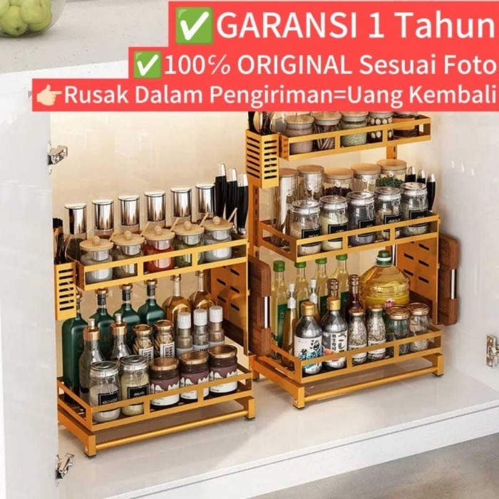 RAK BUMBU DAPUR SS304 GOLD/TMPT BUMBU TEMBOK DAPUR/TMPT BUMBU MEJA DPR