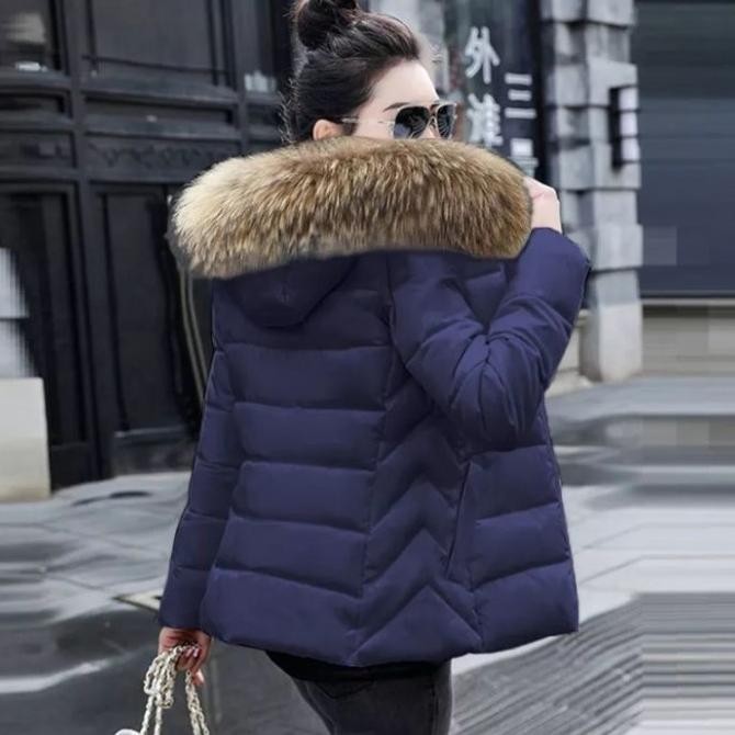 Jaket Winter Bulu Tebal Musim Dingin Wanita, Jaket Parasut long coat