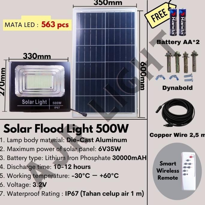 PROMO 500 Watt LAMPU SOROT LED SOLAR PANEL CELL PREMIUM CLASS