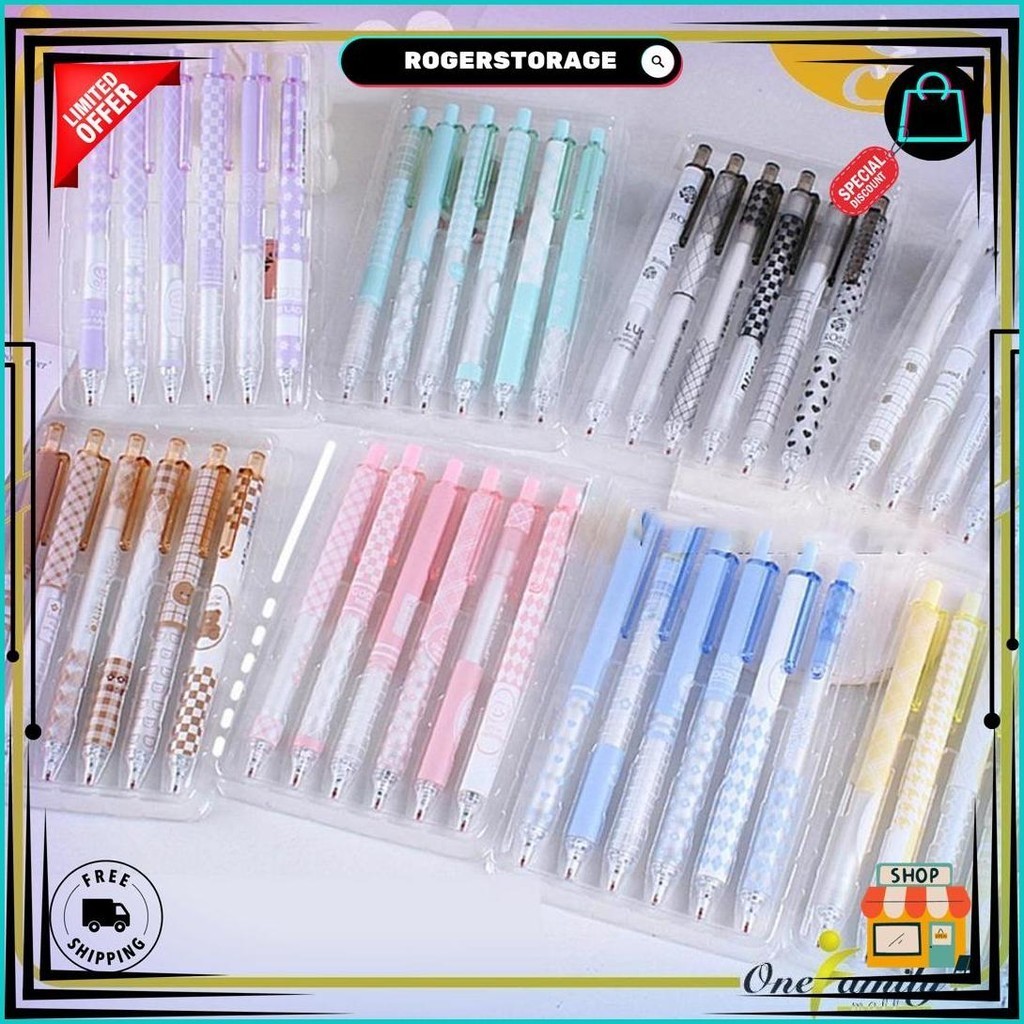 

One-A69 Pulpen St Set 6In1 Motif Bunga 0.5Mm / Pena Mekanik Alat Tulis Perlengkapan Sekolah / Retractable Pen Karakter Set / Pulpen Cetek Import Best Seller