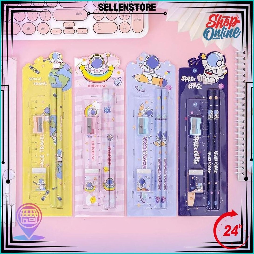 

1 Set 5 Pcs Paket Alat Tulis / Stationery Kit For School / Paket Alat Tulis Termurah Lg Promo
