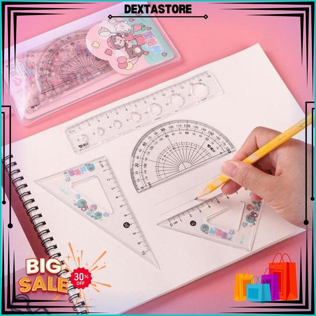 

Penggaris Set Isi 4 Fancy / Penggaris Plastik 1 Set Isi 4 / Garisan Set 20Cm Ruler Set Best Seller