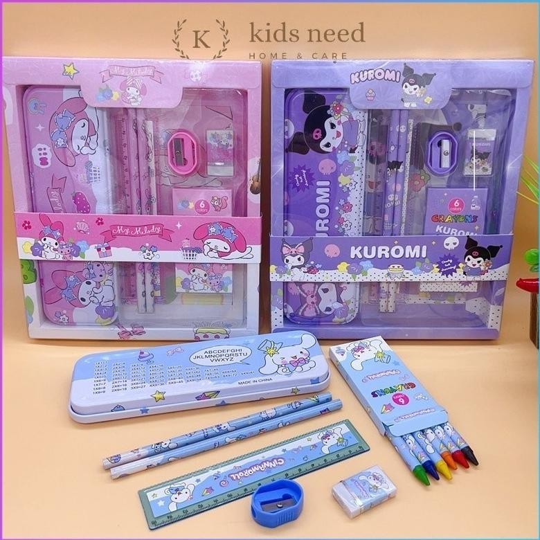 

Kotak Pensil Anak Set 7 In 1 Stationery Untuk Hadiah Anak Sekolah Sanrio / Alat Tulis Set Kotak Pensil Karakter Kuromi Murah Lucu Best Seller