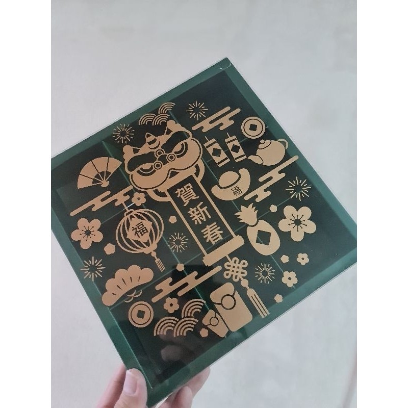 

5 pcs dus box fruitpie brownies motif imlek hijau sekat 9 uk 7.3 cm cake box kotak hampers packaging