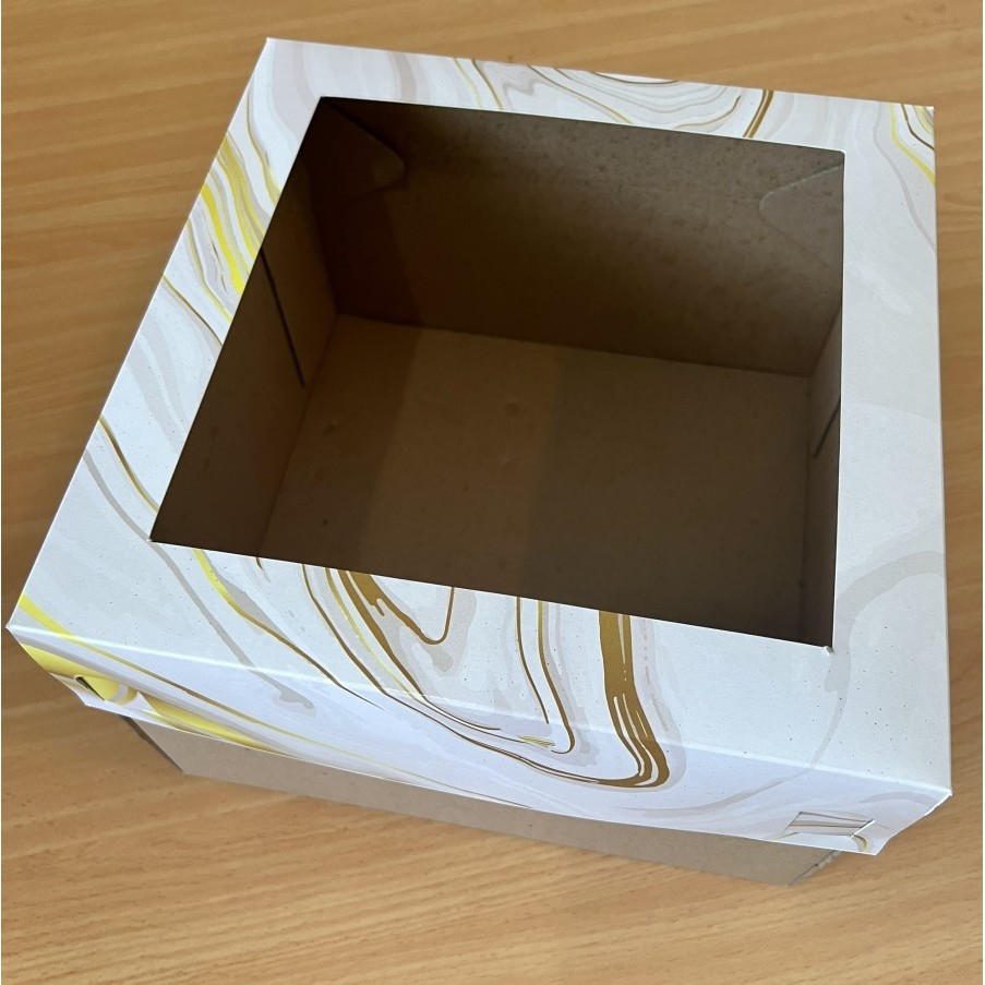 

5 pcs dus box tutup mika marble gold alas coklat uk 22 x 22 x 10 cm box kotak hampers packaging kardus kemasan kue hantaran bolu chiffon