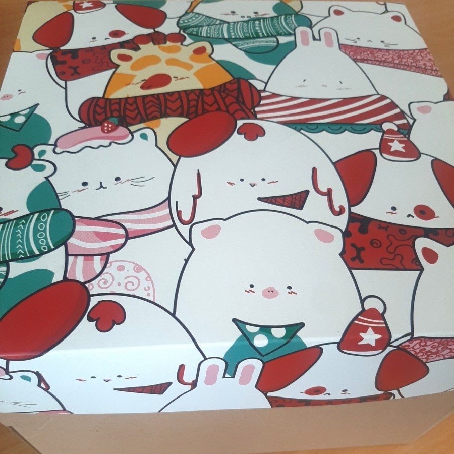 

5 pcs dus kue box cake kardus motif cute colorful size 22 x 22 x 16 cm box kotak hampers packaging kardus kemasan kue hantaran bolu chiffon