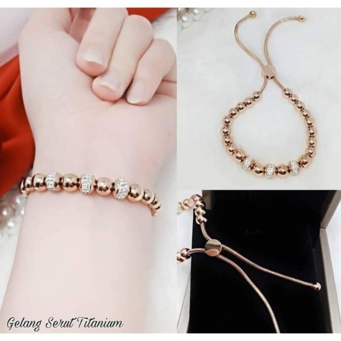 Gelang Serut Titanium Stell 316L Gelang Wanita Mewah