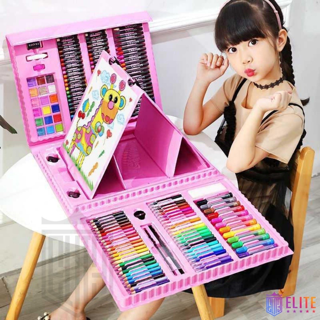 

[Bahan halus dan Nyaman] Crayon Anak Pengasah 208pcs Set Alat Menggambar Melukis Anak-anak Crayon