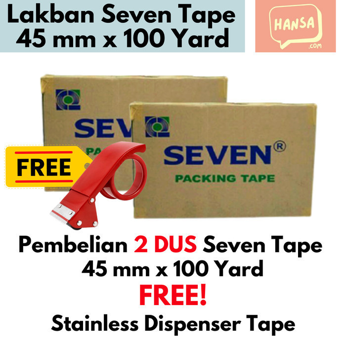 

Lakban Bening 45 Mm X 100 Y Seven Tape (Isi 72 Roll) Gosend