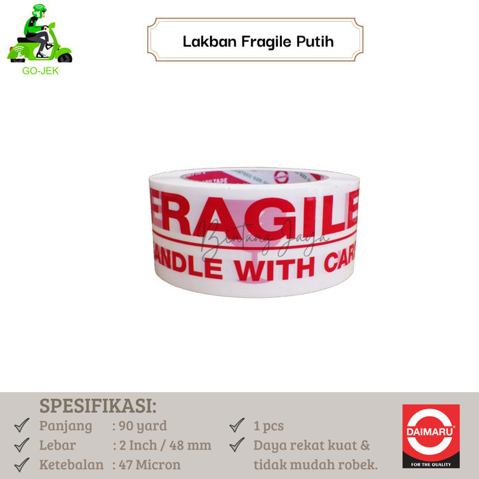 

(Paket 1 Slop Isi 6 Pcs) Lakban Fragile Daimaru Tape 48Mm X 100M