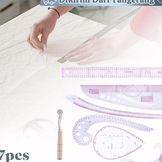 

7Pcs Ggaris Jahit Set/Pakaian Pola Quilting Patchwork Ruler/Ggaris Gambar Pola Menjahit/Multi Function Sewing Rulers