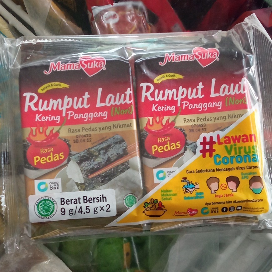 

Mamasuka Rumput Laut Kering Pedas 9gr