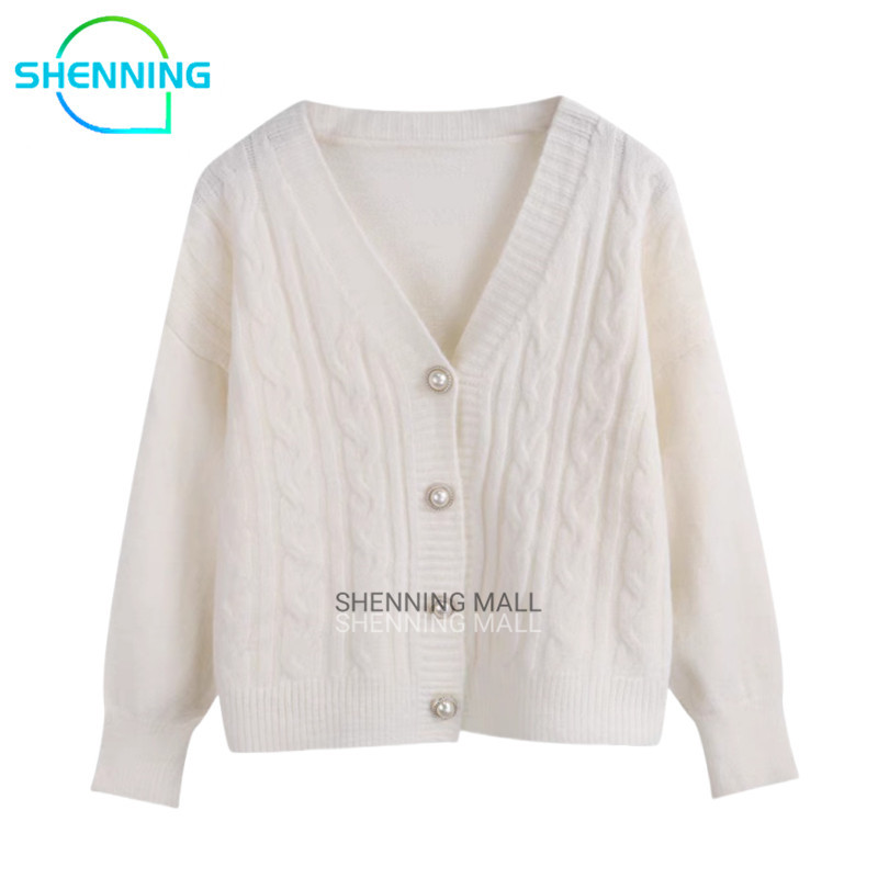 SHENNING Cardigan Knit Vintage Knit Sweater Rajut Korea Outer Knit Longgar