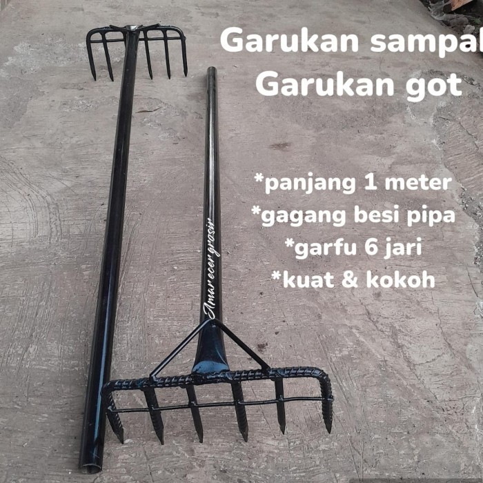 Garukan Sampah/Garukan Got Gagang Besi Pipa Panjang 1 Meter