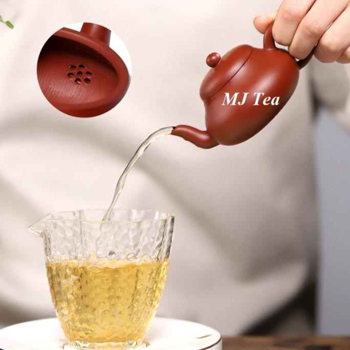 [Garansi] Yixing Purple Sand Pure Handmade Long Mouth Teapot - Teko Teh
