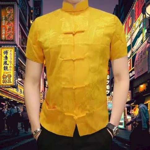 Atasan Cheongsam Pria Lengan Pendek