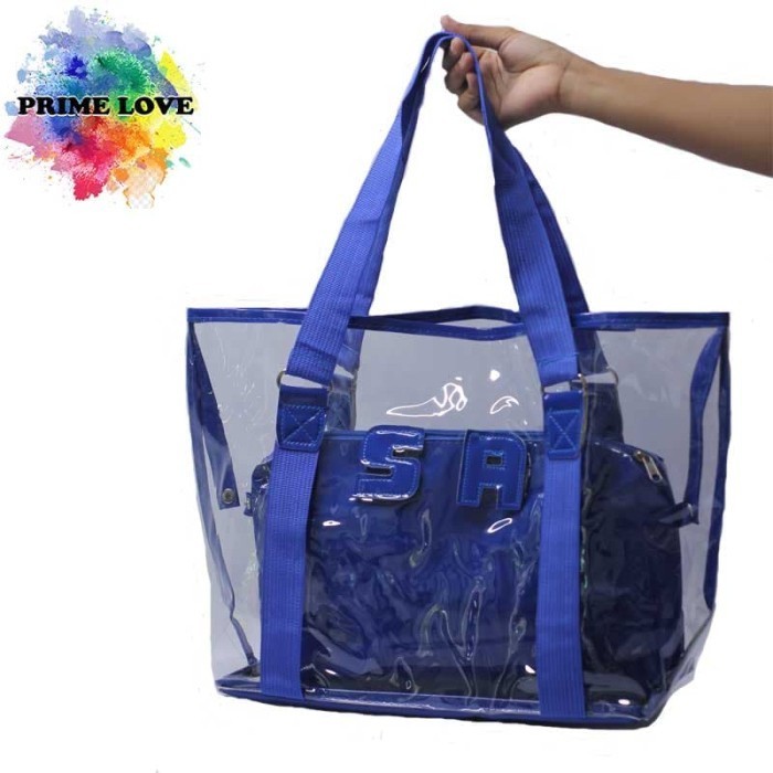 Tas Wanita Totebag Kekinin Bahan Plastik Transparan Dan Kasa - Tw1849