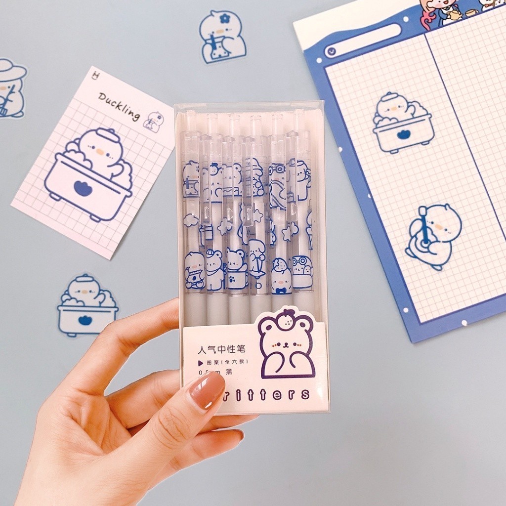 

OST Pen Tinta Gel Mekanik Ujung Lancip Bolpoin Cetek Cetekan Alat Tulis Kantor Cute Ballpoint School Stationery ATK Murah Pulpen Lucu Aesthetic Motif Bear Pena Gel 0.5mm Warna Hitam
