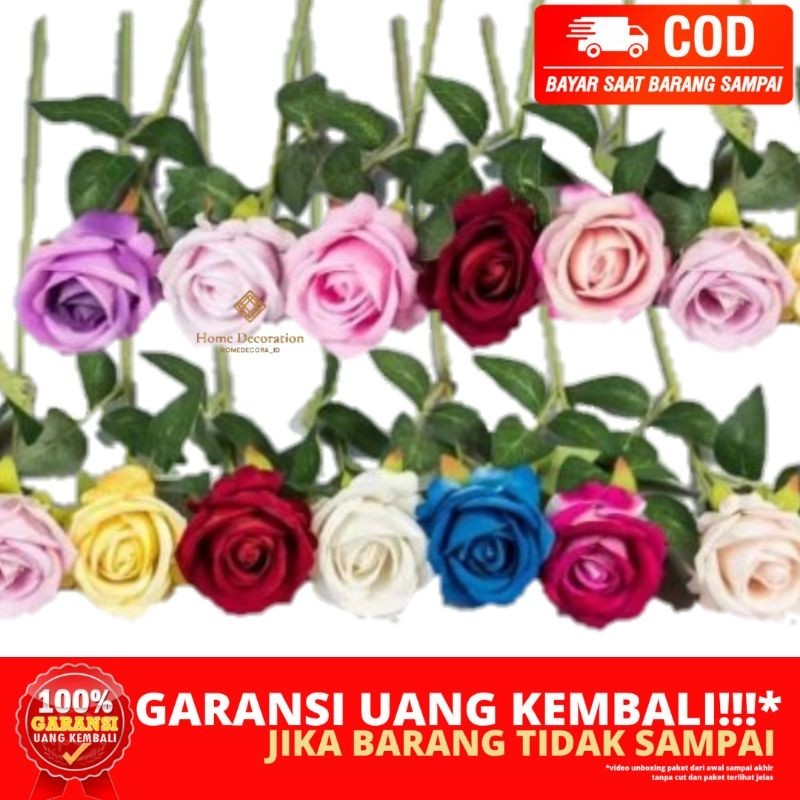 (HOMEDECORA_ID) BERGARANSI 1PCS XL ROSE FLOWER ALL VARIAN NUDE SOFT RED BLUE PURPLE TOSCA BLACK PEAC