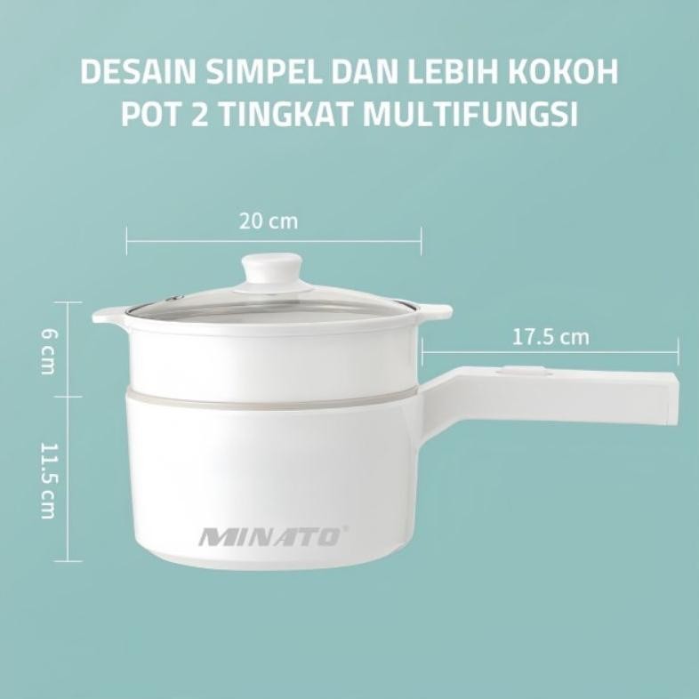 PANCI LISTRIK MINATO M-P600 / Panci Listrik Anti Lengket Multifungsi (2in1) 1.8Liter Minato M-P600 /