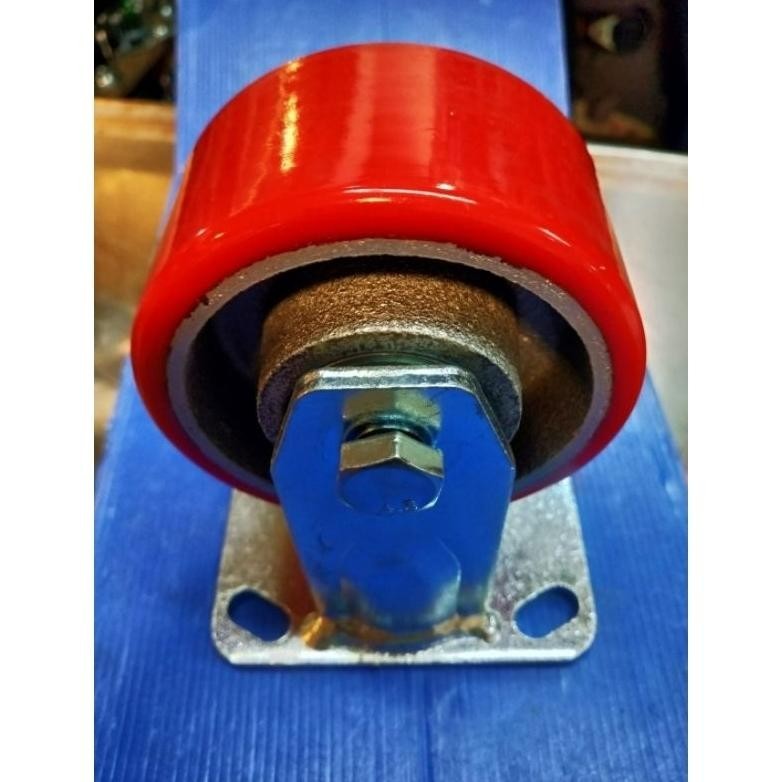 Roda Troli 8 inch merk RHJ. iron caster,bahan PU untuk beban berat.