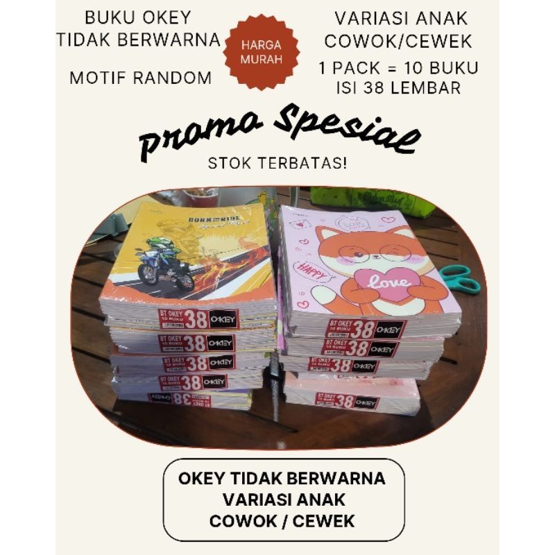 

Buku Okey 38 lembar Putih Polos Tidak Berwarna (1 pack=10Buku)