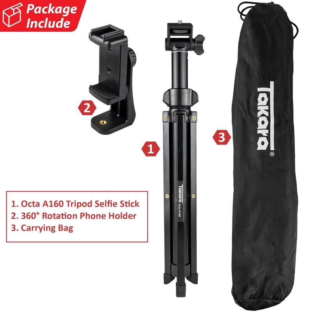 fx-45 Takara OCTA A160 Multi Function Tripod Selfie Stick Light Stand Berkualitas