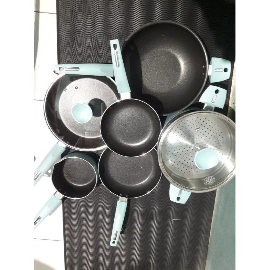 [Ready Stock] Set Panci Tebal Alumunium Cookware 9Pcs Supra Chef Renata