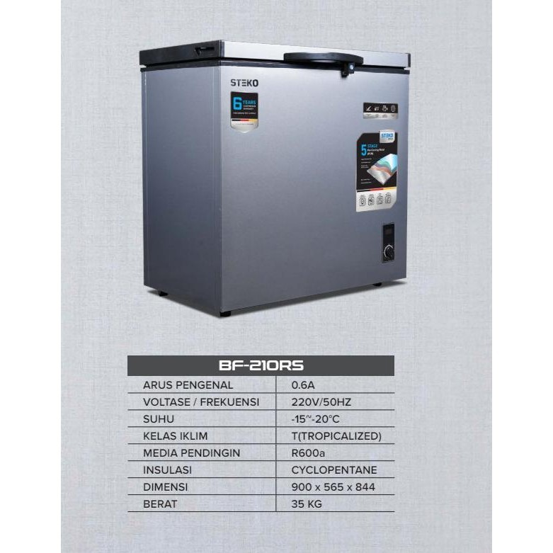 [Baru] Freezer Anti Karat 200 Liter Steko Bf210Rs / Freezer Steko Bf 210Rs