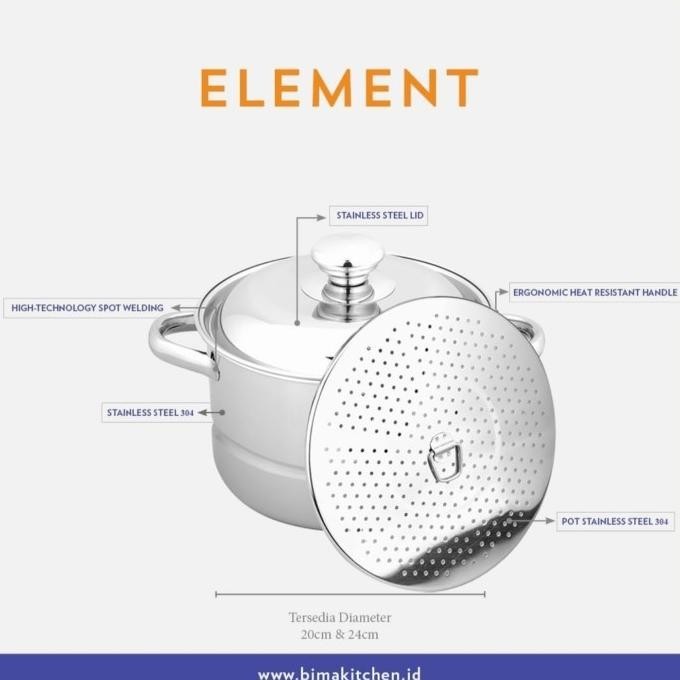 [Baru] Panci Steamer Dandang Langseng 24Cm Bima Element
