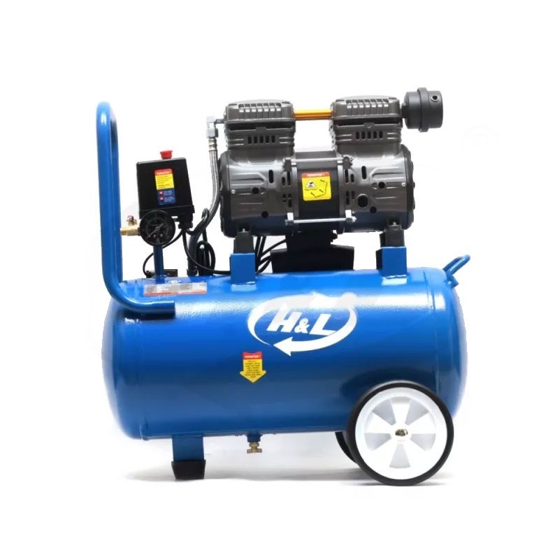 H&L Kompresor Angin Listrik 1.25 HP 30 Liter Oilless Silent Compressor