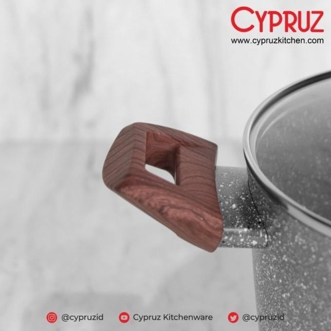 [New] Panci Tinggi Induksi Marble Ceramic Casserole Tutup Kaca Cypruz 24Cm