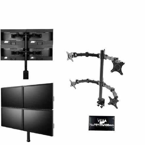 [New] Bracket/Braket/Breket Stand Monitor Jepit Meja 4 Monitor 14"-27"