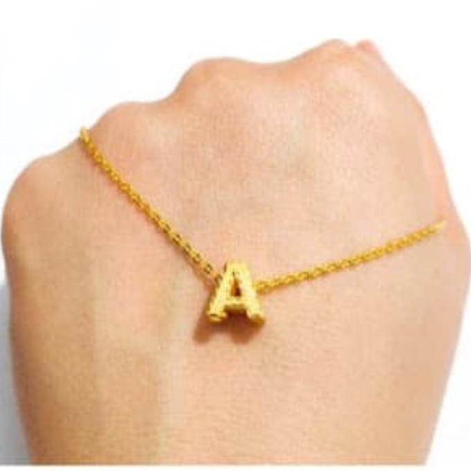 [Baru] Set Kalung Anak Dan Liontin Huruf A Elegant Emas Asli