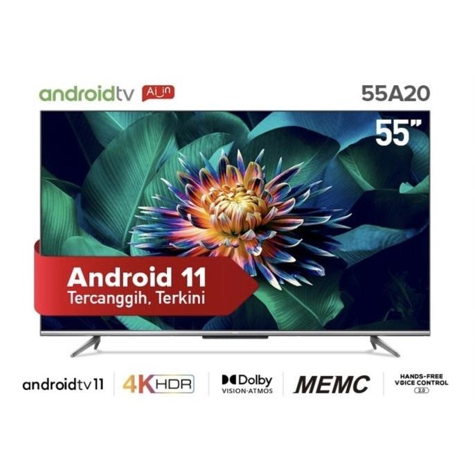 [Ready Stock] Tcl 55 Inch 55A20 Android 11 Tv 4Kuhd-Hdr10-Memc-Hdmi 2.1-55A20