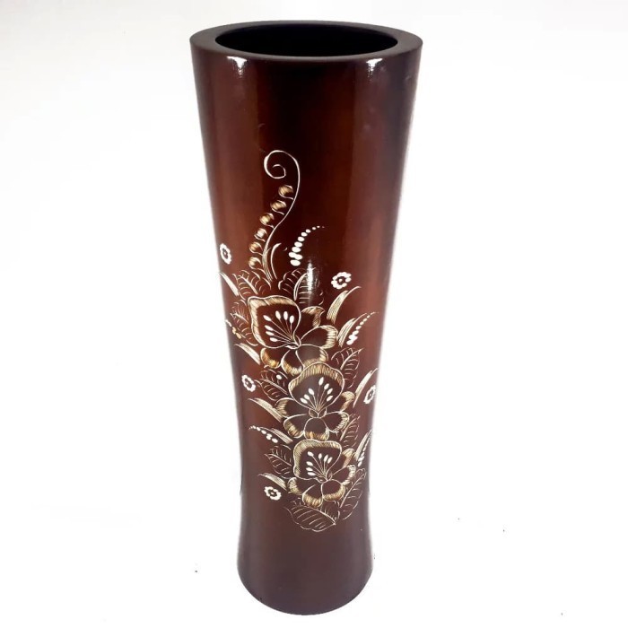 Gra Guci Vas Bunga Wadah Payung Ukir Cukit Kayu Jati Ukuran Besar