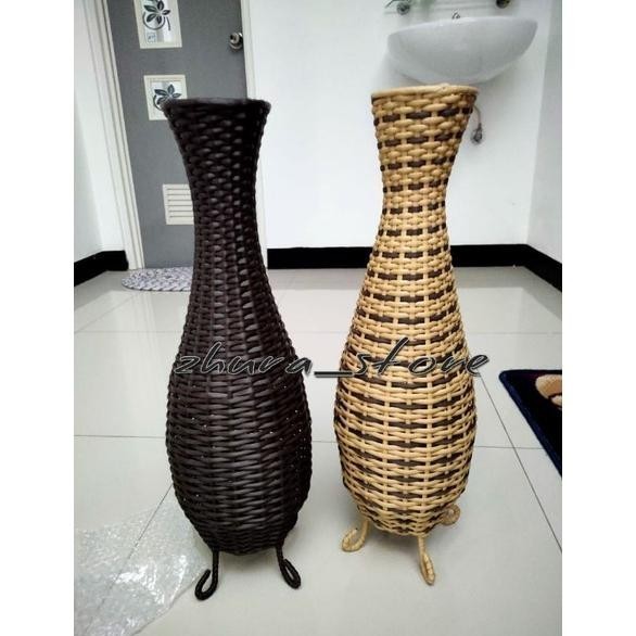 Gra (Terlaris)Pot Bunga Sudut/Vas Guci Rotan Sintetis