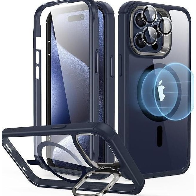 Esr Armor Tough With Stash Stand Magsafe For Iphone 15 Pro Clear Black